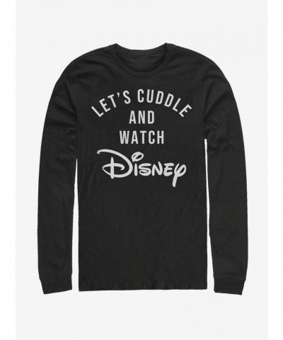 Disney Cuddles Logo Long-Sleeve T-Shirt for Men - Black Cotton Comfort