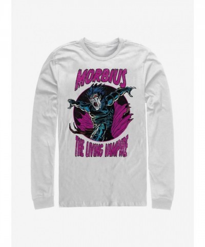 Marvel Morbius Living Vampire Long Sleeve Shirt - White Unisex