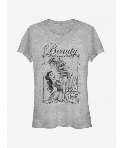 Disney Belle Book Tower for Girls - Black T-Shirt