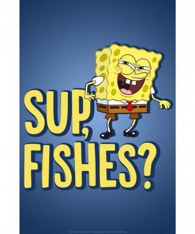 Spongebob Squarepants Fishes Poster - White Edition