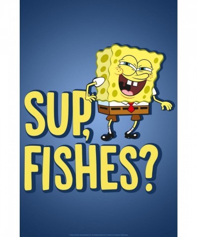 Spongebob Squarepants Fishes Poster - White Edition