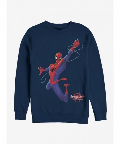Marvel's Real Spider-Man Graphic Sweatshirt - Navy Blue for Men
