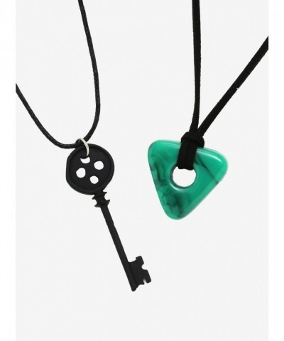 Coraline's Truth Revealing Black Key & Green Seeing Stone Necklace Set