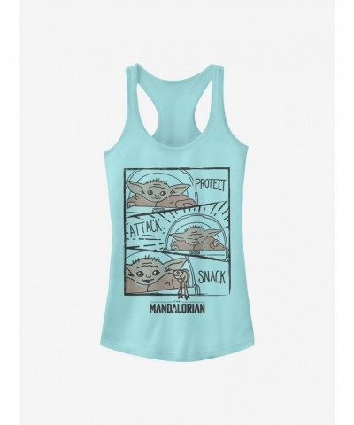 Mandalorian Child Graphic Tank for Girls - Blue Cotton Blend