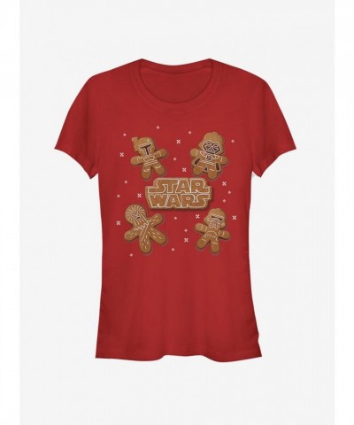 Star Wars Gingerbread Cookie Tee for Girls - Junior Sizes in Red