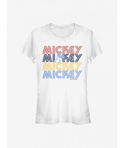 Disney Retro Mickey Mouse Stack T-Shirt for Girls - White