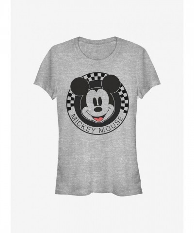 Disney Grey Mickey Mouse Checkered T-Shirt for Girls