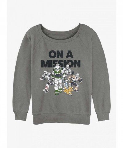 Disney Pixar Lightyear Mission-Themed Grey Slouchy Sweatshirt for Girls