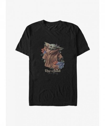 Star Wars Mandalorian Floral Big & Tall T-Shirt for Men - Black