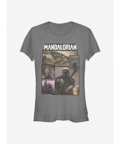 Star Wars Mandalorian Panel Tee for Girls - Grey