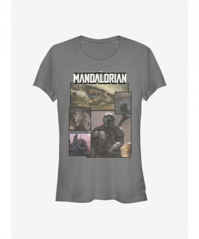 Star Wars Mandalorian Panel Tee for Girls - Grey