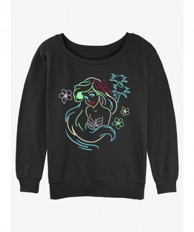 Disney The Little Mermaid Ariel Neon Art for Girls - Slouchy Black Sweatshirt