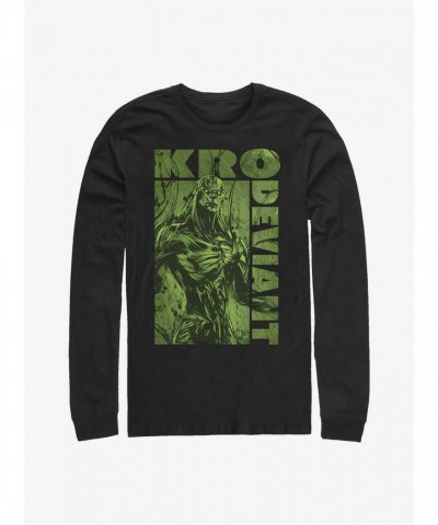 Marvel Eternals Deviant Kro Men's Cotton Long Sleeve Tee - Black