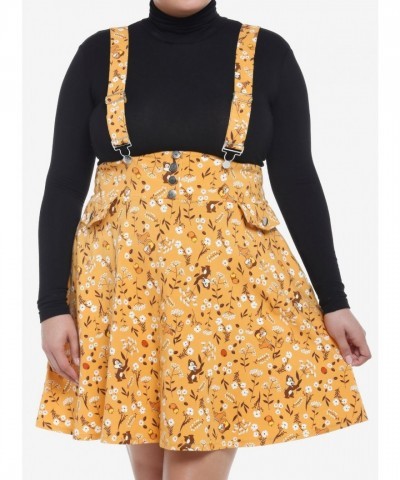 Disney Plus Size Chip 'N' Dale Acorn Floral Suspender Skirt