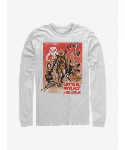 The Mandalorian Western Vignette Long Sleeve T-Shirt - Men's White Cotton Tee