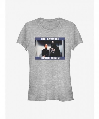 Star Wars Grey T-Shirt for Girls - Awkward Elevator Moment
