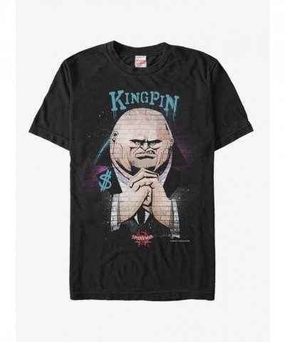 Marvel T-Shirt - Men's Spider-Verse Kingpin Brick Wall Design - Black