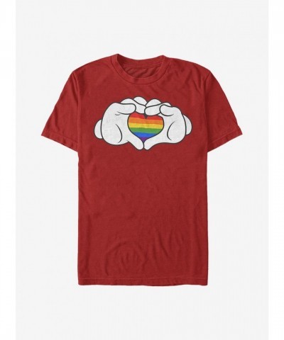 Disney Rainbow Mickey Mouse Unisex Love T-Shirt - Red