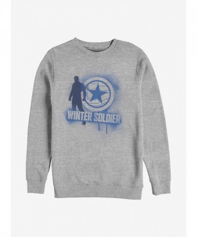 Marvel Falcon Winter Soldier Spray Paint Graphic Crewneck - Grey Men's