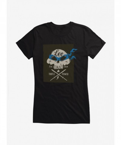 Teenage Mutant Ninja Turtles Leonardo Girls T-Shirt with Skull and Weapons Print