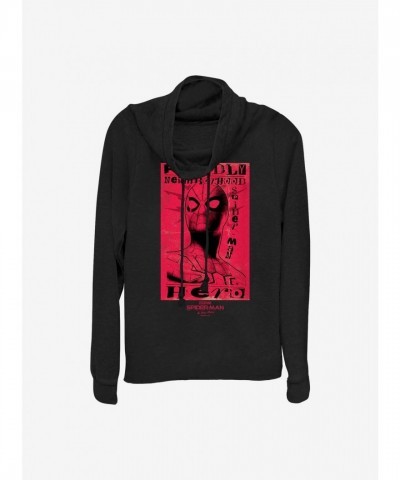Marvel's Spider-Man Inspired Lightweight Girls Cowl Neck Top - Black