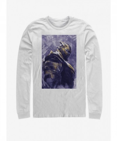 Marvel Avengers Endgame Thanos T-Shirt - Men's White Long Sleeve