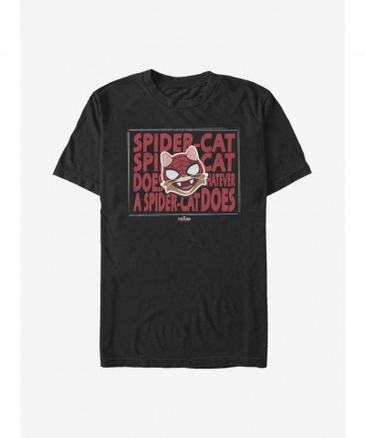 Marvel Whatever Spider Cat Tee - Men's Lightweight Comfortable Black