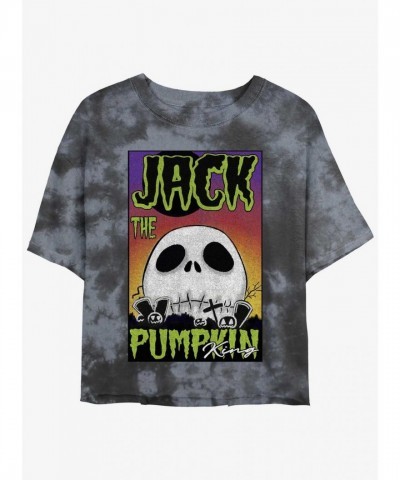 Disney Jack Skellington Pumpkin King Tie-Dye Crop T-Shirt for Girls - Multi Colors