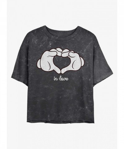 Disney Girls Heart Motif Mickey Mouse Crop T-Shirt - Multi Colors