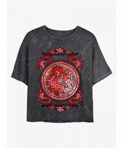 Disney Mulan Mineral Wash Crop T-Shirt with Mushu - Girls' Multi