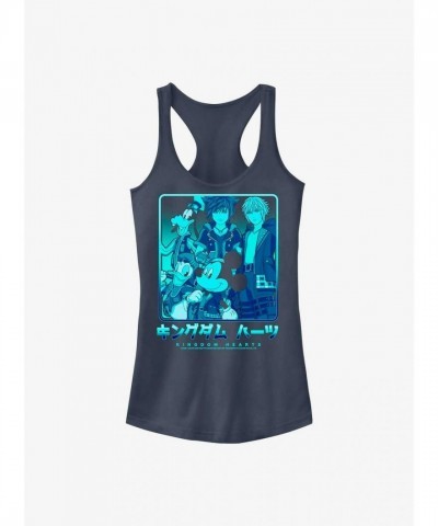 Disney Girls Tank Top with Kingdom Hearts Keyblade Characters - Blue