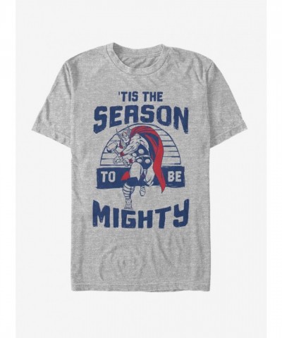 Marvel Thor Mighty Holiday Season T-Shirt - Grey Men's