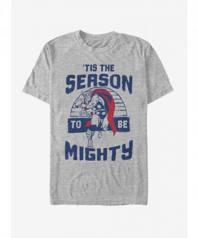 Marvel Thor Mighty Holiday Season T-Shirt - Grey Men's