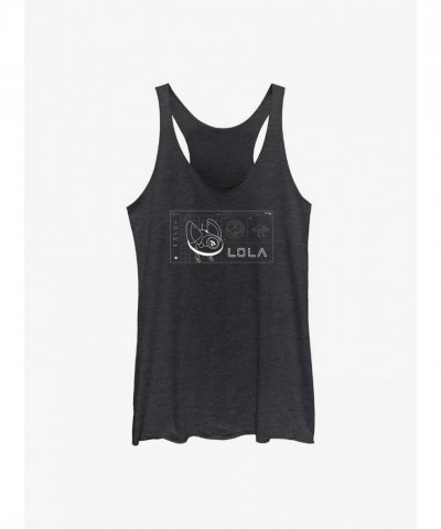 Obi-Wan Kenobi Lola Droid Schematic Girls Tank Top - Heather Black