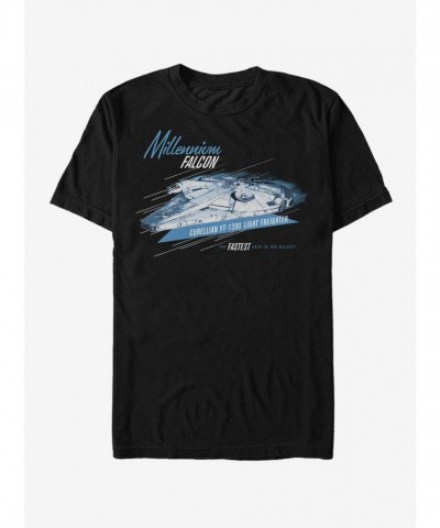 Star Wars Fastest Ship Millennium Falcon T-Shirt - Black Men's