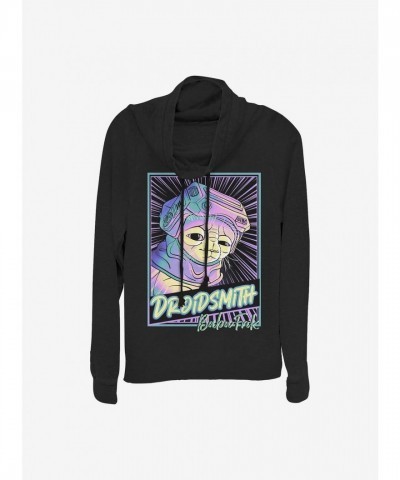 Star Wars Girls Long-Sleeve Top - Droid-Smith Cowl Neck - Black