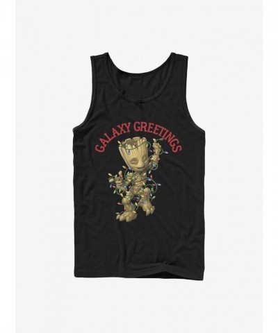 Marvel Baby Groot Tank Top for Men - Black Cotton