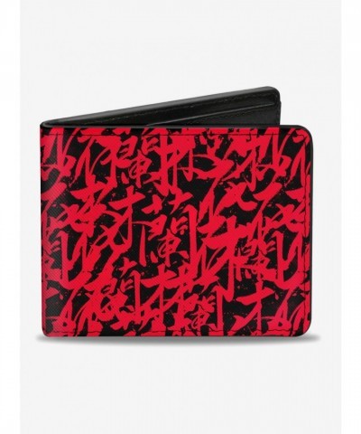 Disney Mulan Men's Premium Vegan Leather Bifold Wallet in Black and Red