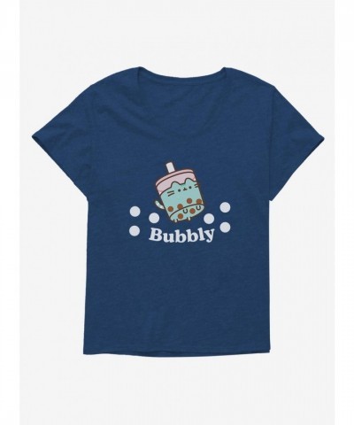 Pusheen Sips Bubbly Boba Plus Size Scoop Neck Tee