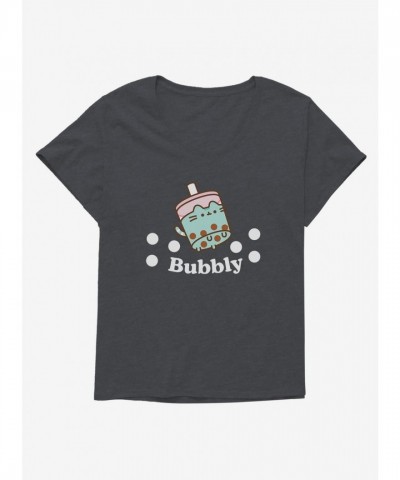 Pusheen Sips Bubbly Boba Plus Size Scoop Neck Tee