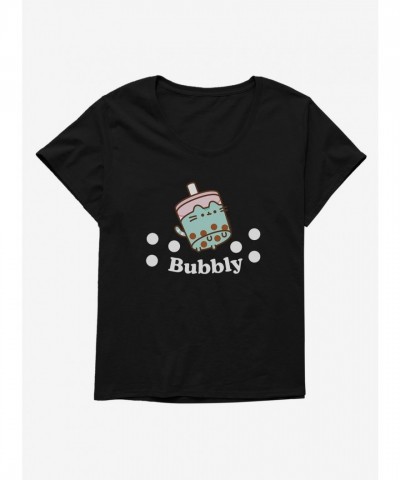 Pusheen Sips Bubbly Boba Plus Size Scoop Neck Tee
