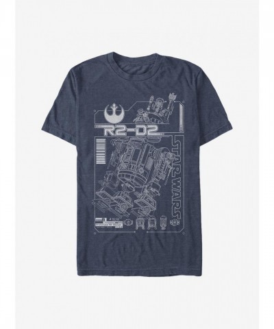 Star Wars R2-D2 Blueprint T-Shirt - Men's Blue