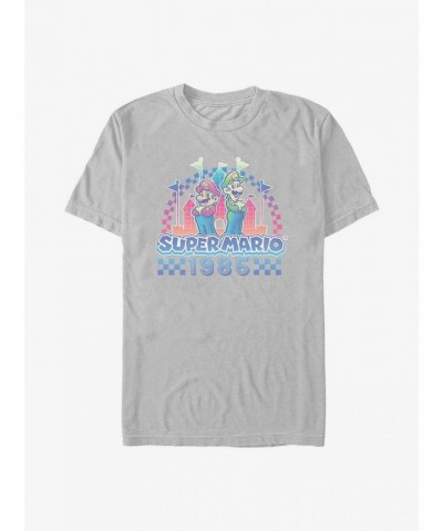 Nintendo Super Mario '85 Wave T-Shirt for Men - Silver