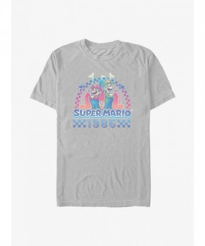 Nintendo Super Mario '85 Wave T-Shirt for Men - Silver