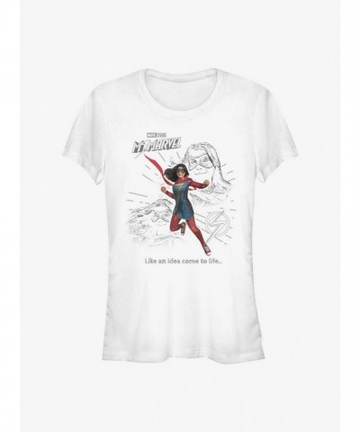 Marvel Ms. Marvel Lightweight Cotton T-Shirt for Girls - White