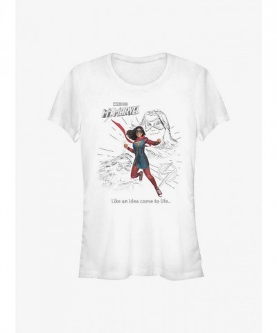 Marvel Ms. Marvel Lightweight Cotton T-Shirt for Girls - White