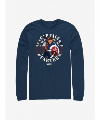 Marvel What If...? Steve Carter Stamp Men's Long Sleeve T-Shirt - Blue