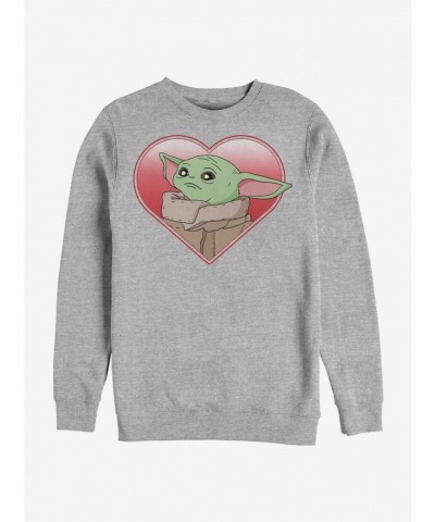 Star Wars Mandalorian Child Yoda Heart Grey Unisex Sweatshirt