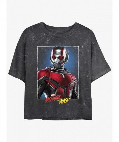 Marvel Ant-Man Portrait Mineral Wash Crop T-Shirt for Girls - Black