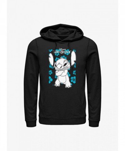 Disney Grumpy Stitch Men's Cotton Blend Hoodie - Black